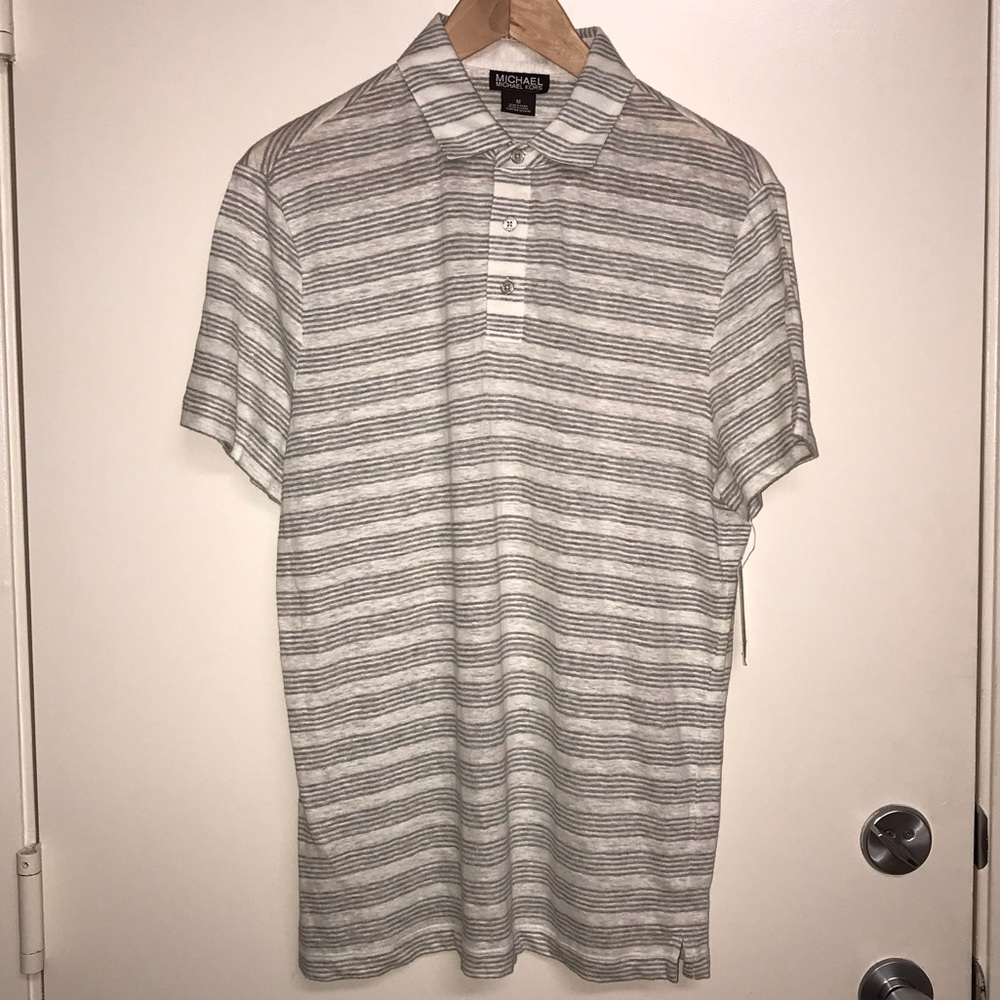 🌴3/$20 Michael Kors Linen Blend Collared Shirt Cream Gray